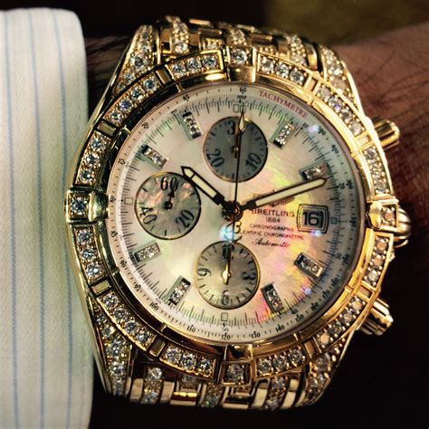 gold diamond breitling watches